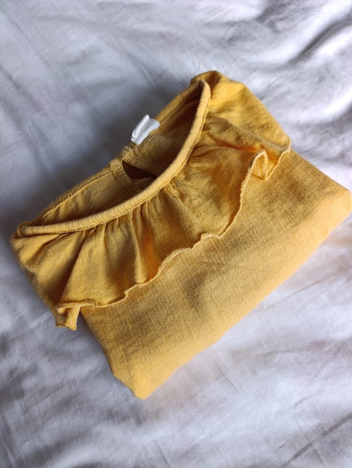 DeFacto Kız Çocuk Fırfırlı Sarı Keten Bluz - Görsel 2