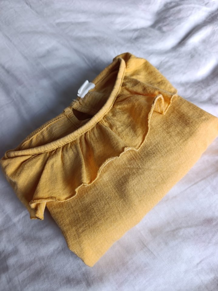 DeFacto Kız Çocuk Fırfırlı Sarı Keten Bluz - Görsel 3