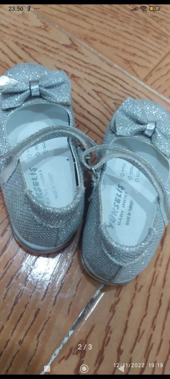 Kız Çocuk Gri Simli Babet Ayakkabı - Görsel 3