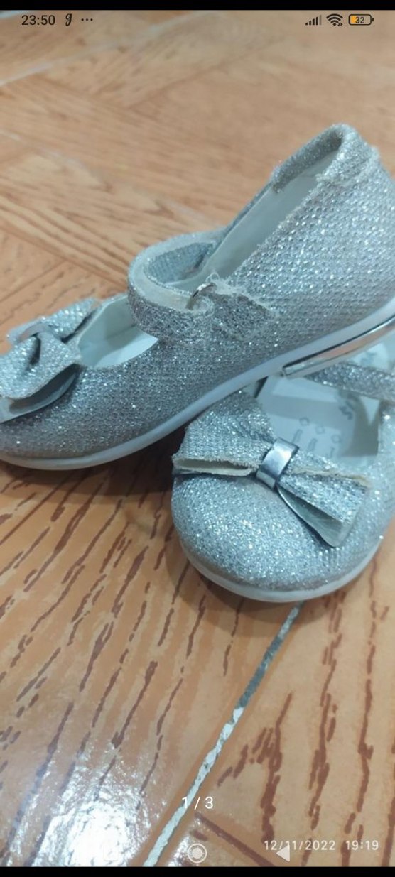 Kız Çocuk Gri Simli Babet Ayakkabı - Görsel 2