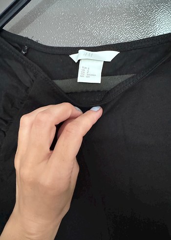 H&M Siyah Fırfırlı Gotik Uzun Kollu Bluz