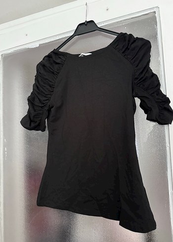 Siyah Fırfırlı Gotik Uzun Kollu Bluz