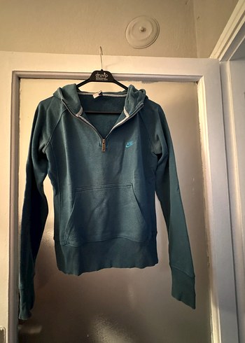 Mavi Nike Fermuarlı Yüksek Yakalı Sweatshirt