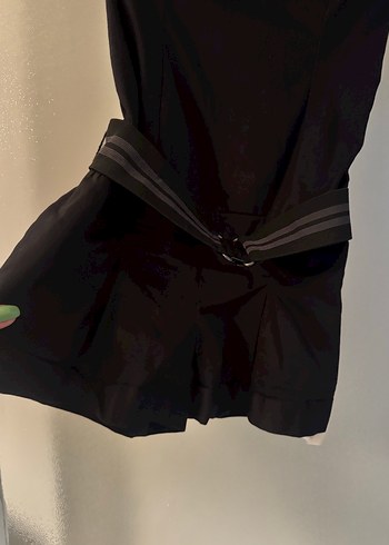 Kadın Siyah Mini Askılı Tulum - Görsel 2