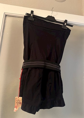 Kadın Siyah Mini Askılı Tulum - Görsel 3