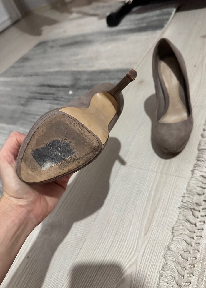 Vizon rengi topuklu ayakkabı - Görsel 2