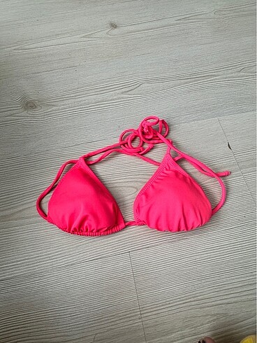Fosforlu pembe üçgen bikini