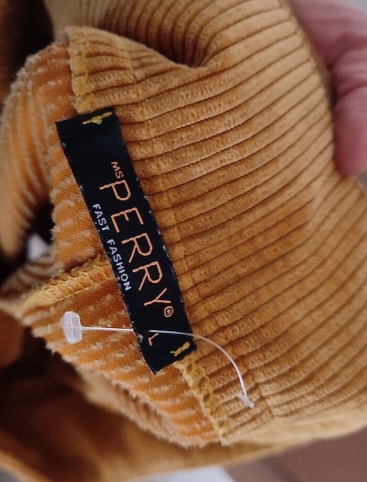 Hardal Kadife Kumaş Kemerli Kadın Pantolon - Görsel 3