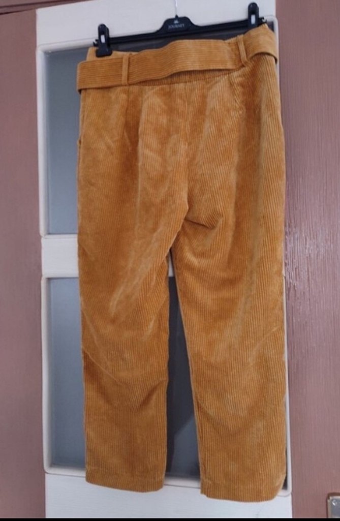 Hardal Kadife Kumaş Kemerli Kadın Pantolon - Görsel 2