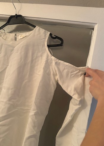 Beyaz Uzun Kollu Keten Bluz - Görsel 2