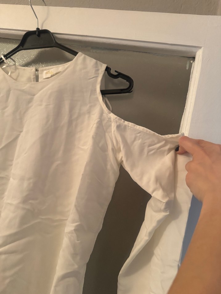 Beyaz Uzun Kollu Keten Bluz - Görsel 2