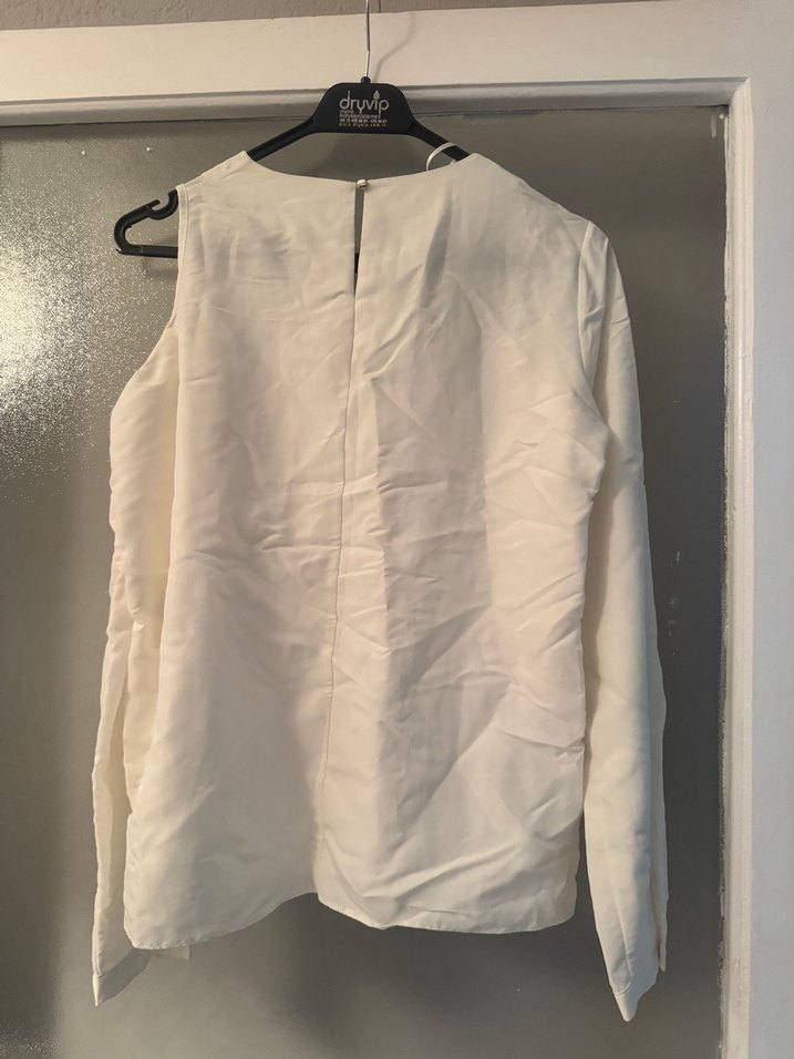 Beyaz Uzun Kollu Keten Bluz - Görsel 4