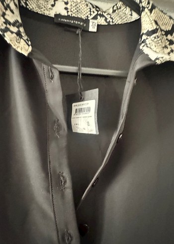 Yakası zebra desenli şifon elbise - Görsel 2