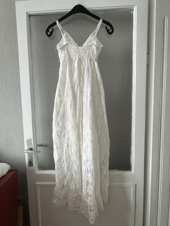 Beyaz Dantel İşlemeli Bohem Uzun Elbise after elbisesi - Görsel 3