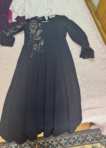Nakışlı, Uzun Kollu Siyah Gotik Kadın Elbise