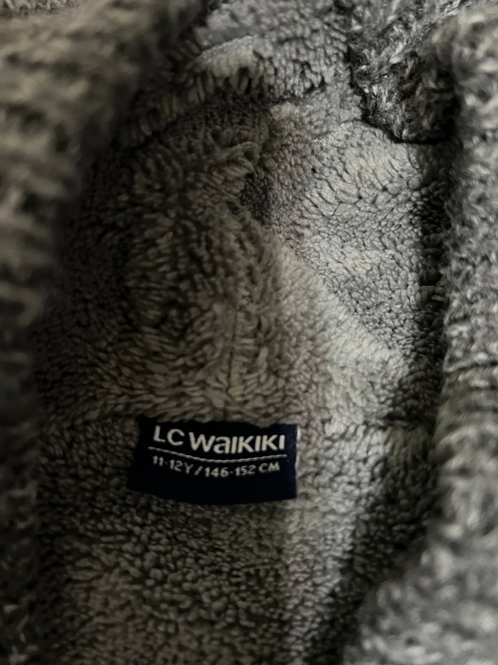 Kapüşonlu Gri Örgü Erkek Kazak - Görsel 2