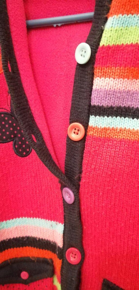 Renkli Desenli Kız Çocuk Triko Hırka - Görsel 3