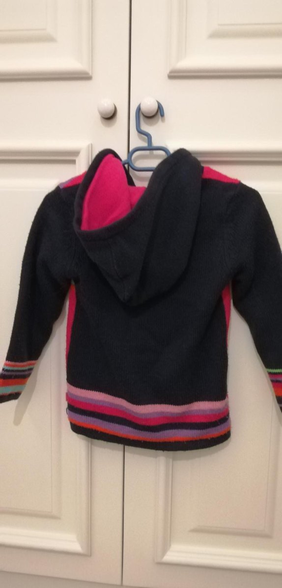 Renkli Desenli Kız Çocuk Triko Hırka - Görsel 2