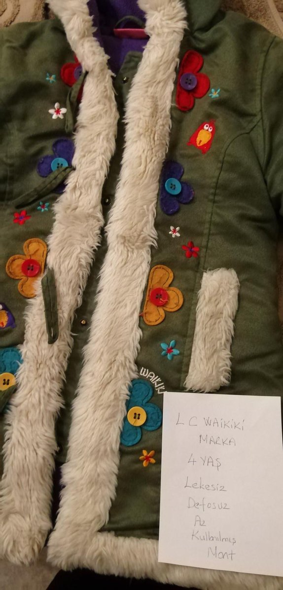 Çiçek Nakışlı Kürklü Kız Mont - Görsel 3