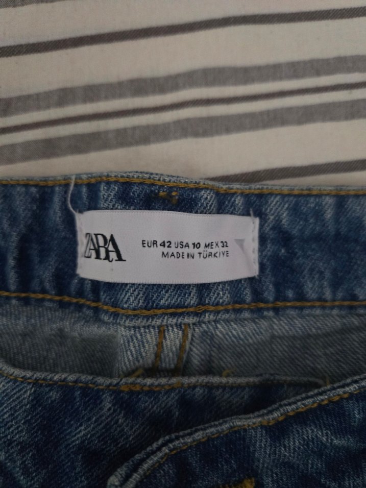 ZARA Kadın Midi Boy Lacivert Denim Jean - Görsel 4
