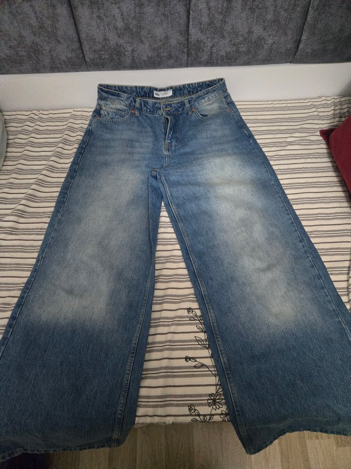 ZARA Kadın Midi Boy Lacivert Denim Jean - Görsel 2