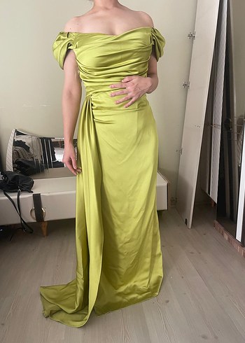 Drapeli Straplez Uzun Kadın Abiye Elbise - Görsel 2