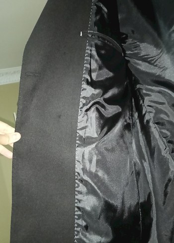 Siyah Erkek Düğmeli Midi Kaban - Görsel 5