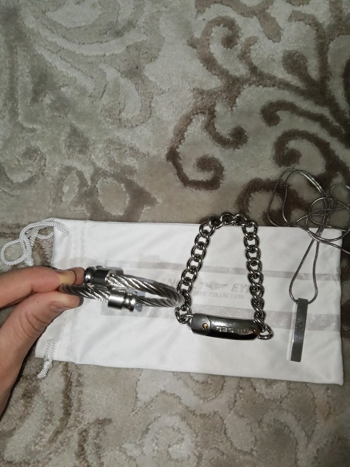 Gri Zincir Detaylı erkek El Zinciri kolyesi - Görsel 2