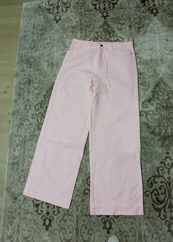 Pembe Loose Fit Midi Kadın Kumaş Pantolon - Görsel 2