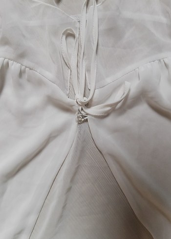 Beyaz Drapeli Straplez Uzun Kollu Bluz - Görsel 3