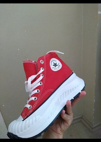 Kırmızı Platform Topuklu Kadın Spor Ayakkabı - Görsel 2