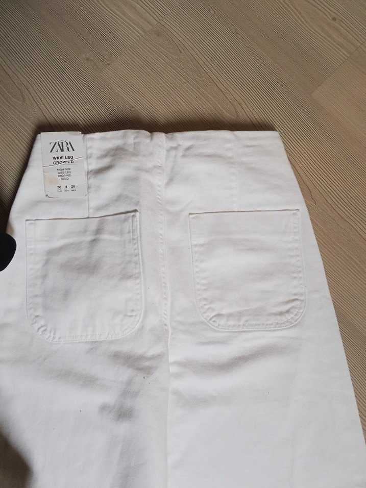 Düğmeli Beyaz Kadın Midi Kot Pantolon - Görsel 2