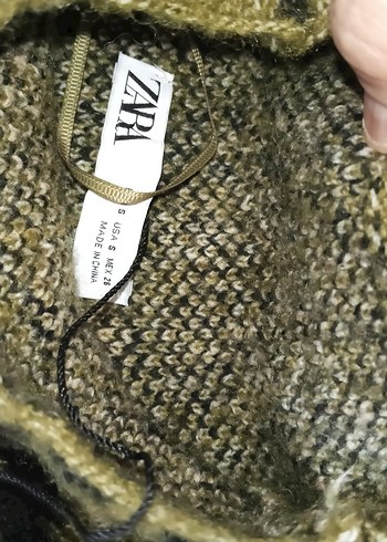 yağ yeşili Örgü Yılan Desenli Boğazlı Kadın Kazak - Görsel 2