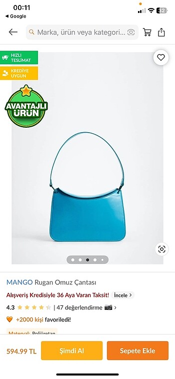  Beden mavi Renk mango çanta