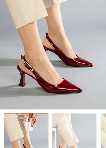 Bordo Rugan Tokalı Stiletto Topuklu Kadın Ayakkabı