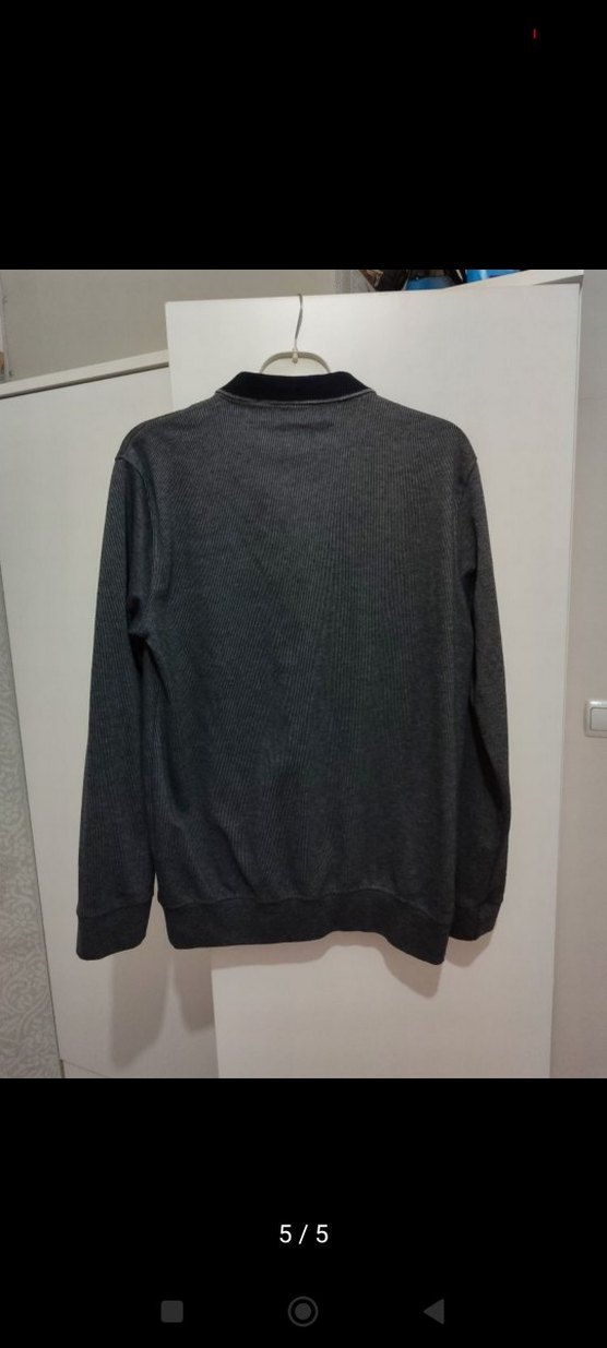 Gri Erkek Polo Yaka Düğmeli kazak - Görsel 5