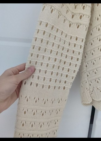 Bej Örgü Mini Kadın Hırka - Görsel 3