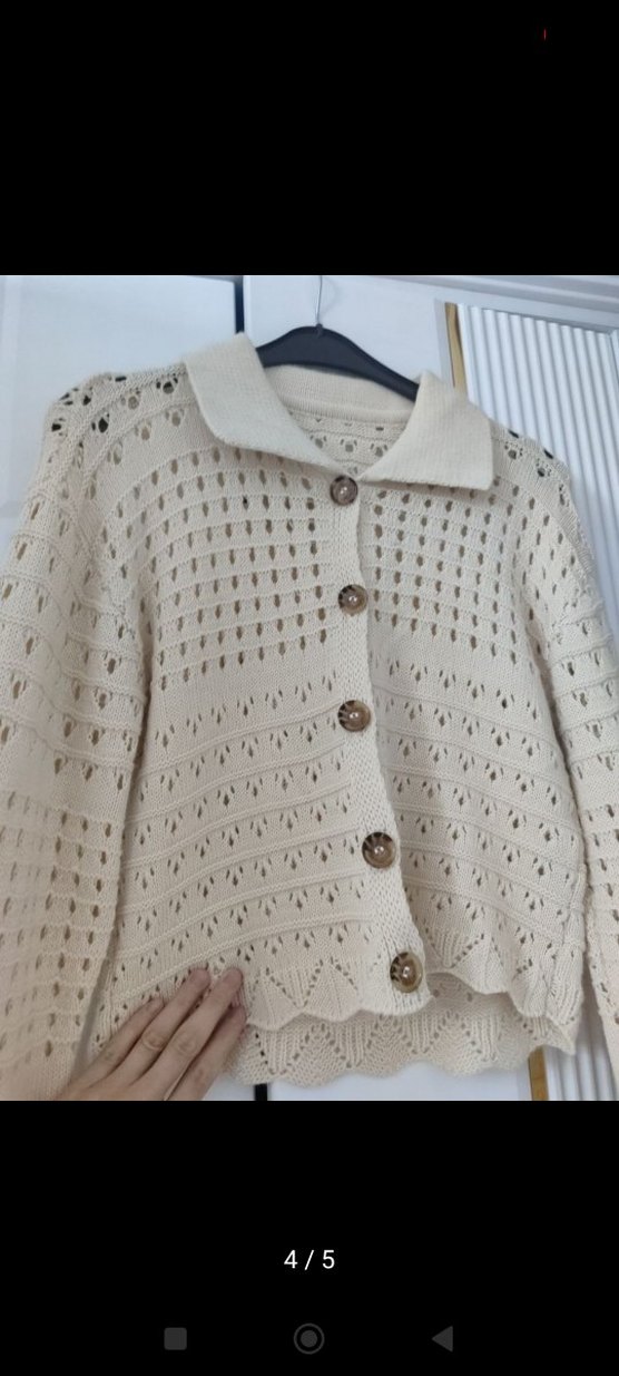 Bej Örgü Mini Kadın Hırka - Görsel 4