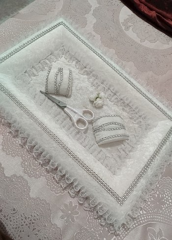 Dantel Detaylı Vintage Nişan Tepsisi - Görsel 2