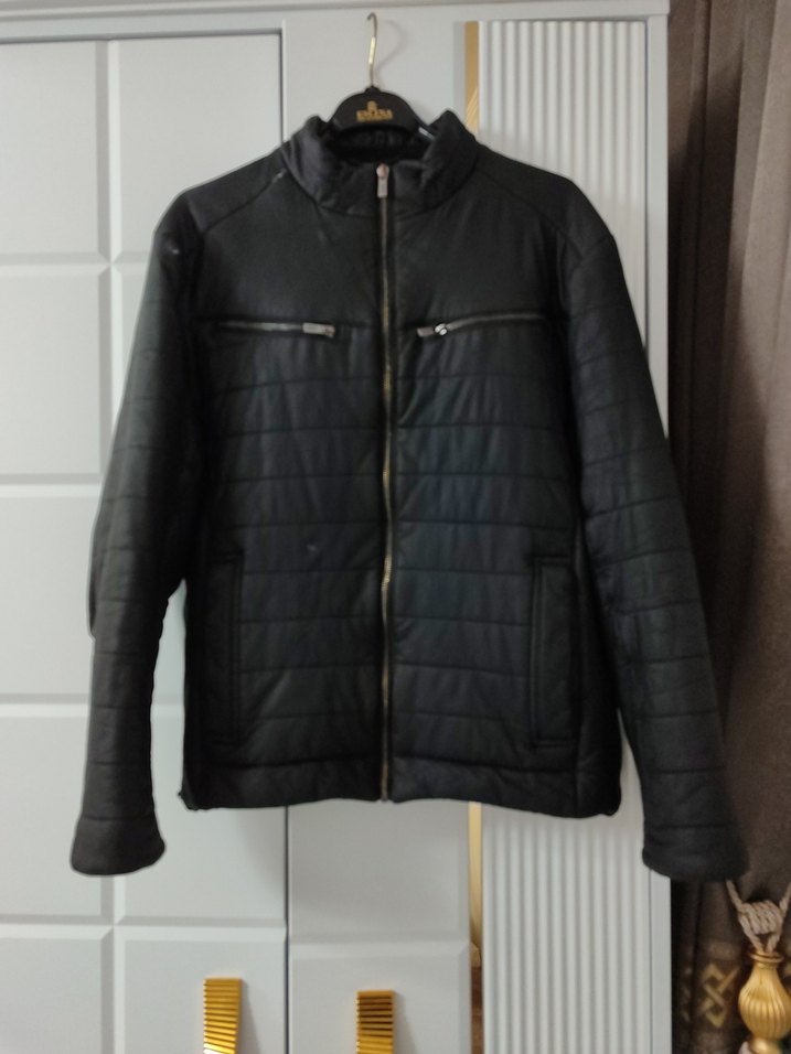 Erkek Siyah Deri Ceket - Görsel 5