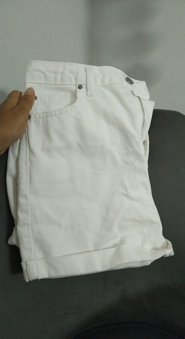 Beyaz Kadın Mini jean  şort - Görsel 3