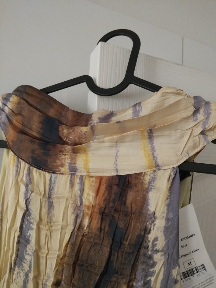 Drapeli Kahverengi Bağlamalı Uzun Elbise - Görsel 4