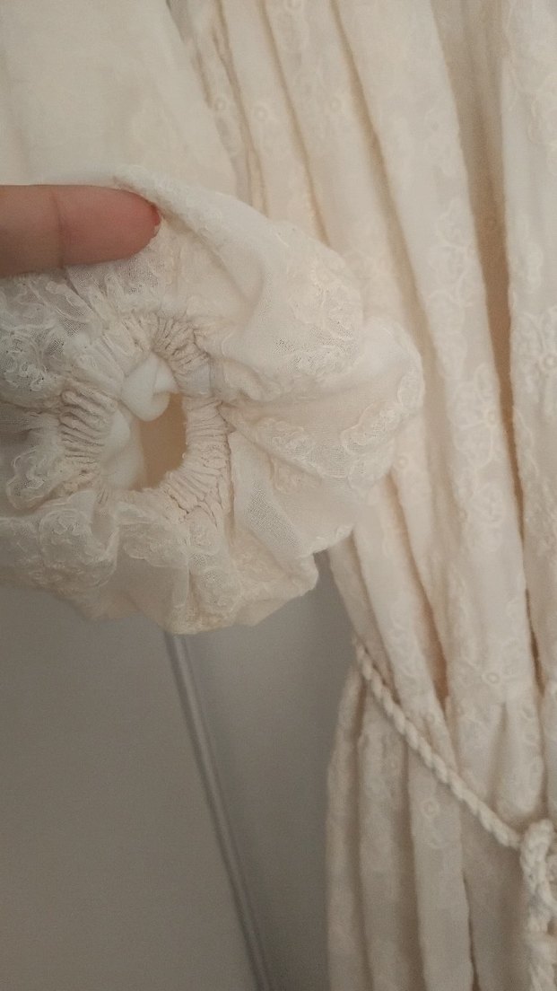 Bej Bohem V Yaka Uzun Keten Elbise - Görsel 3