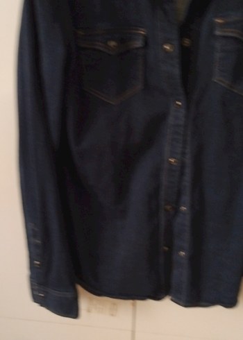 m Beden Kadın Lacivert Denim Gömlek