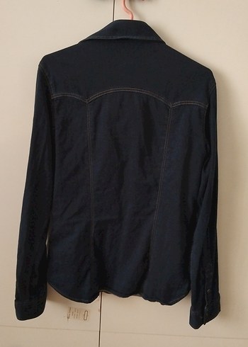 Kadın Lacivert Denim Gömlek - Görsel 6