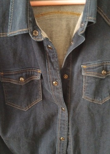 Kadın Lacivert Denim Gömlek - Görsel 5