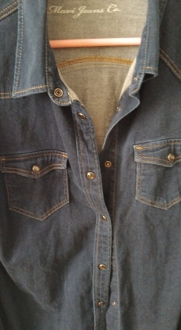 Kadın Lacivert Denim Gömlek - Görsel 5