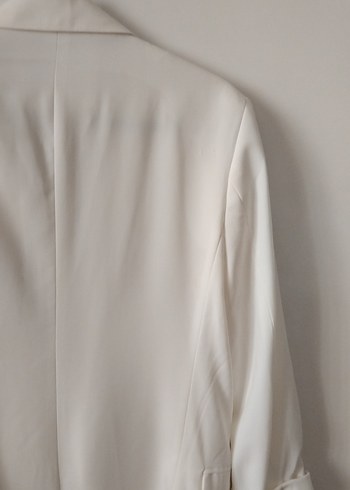 Beyaz Düğmeli Kadın Blazer Ceket - Görsel 8