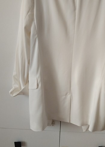 Beyaz Düğmeli Kadın Blazer Ceket - Görsel 7