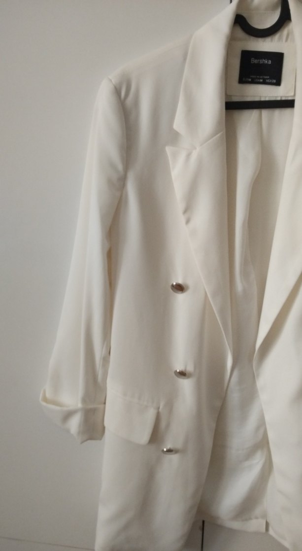 Beyaz Düğmeli Kadın Blazer Ceket - Görsel 3